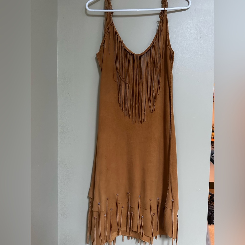 Custom made lambskin dress hand stitching 
Size small